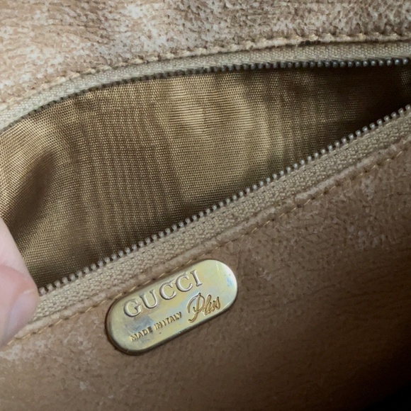 1970s Vintage Gucci clutch bag travel case coated leather trim suede lining - Picture 5 of 10